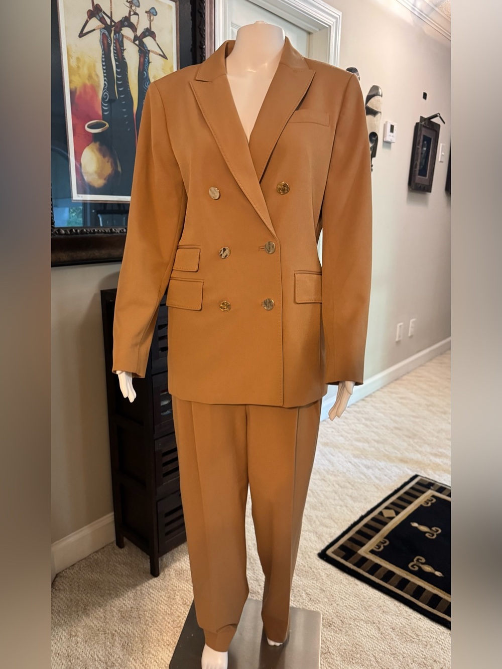 ANTONIO MELANI Double-Breasted Suit in Camel Brown